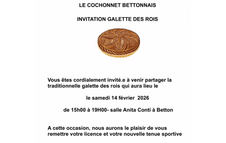 Invitation à la Galette des Rois et Remise des Licences le 14 Février 2026
